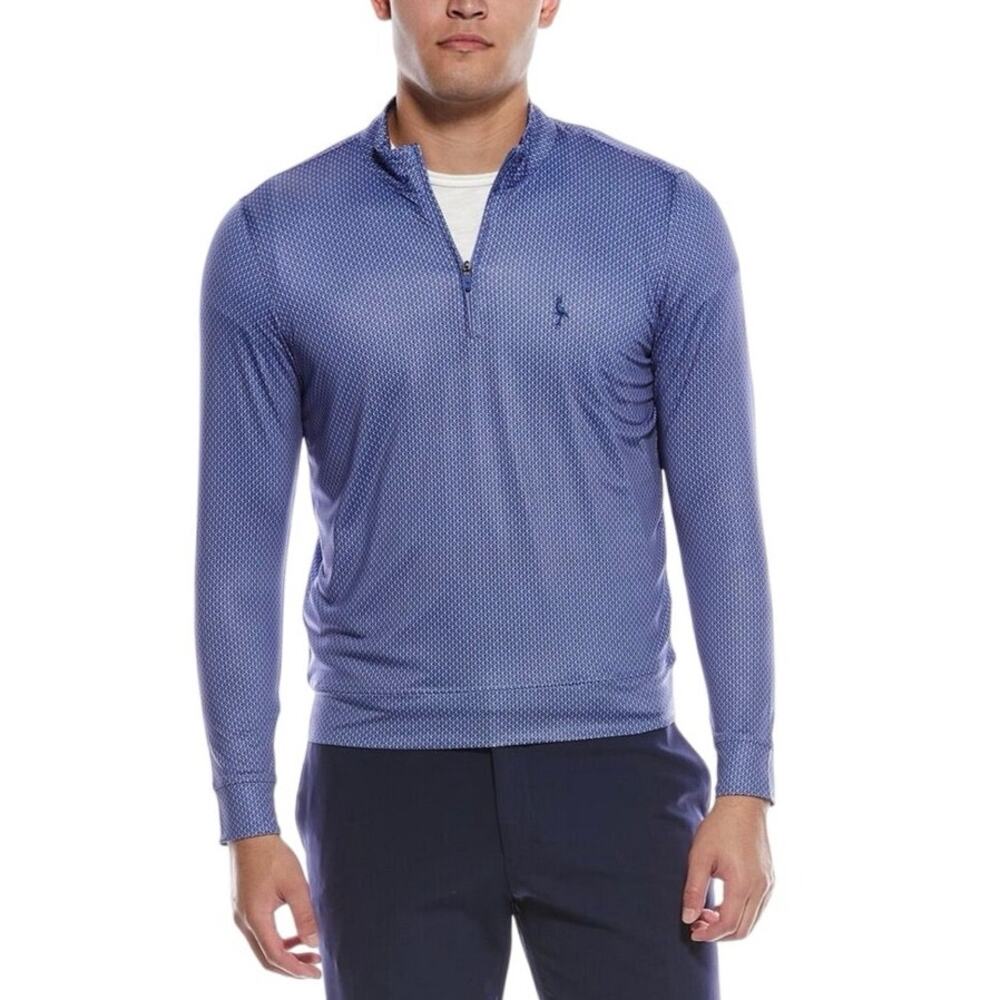 DIAMOND MOSAIC PERF 1/4 ZIP BLUE NWT
